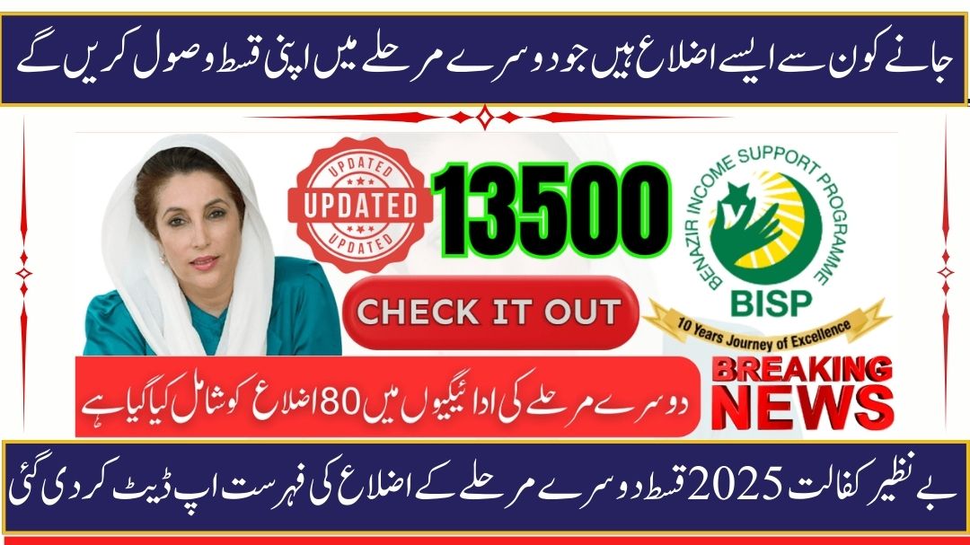 Benazir Kafalat 2025 Installment Phase II Districts