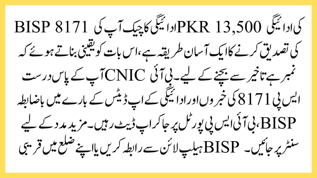 BISP 8171 Payment