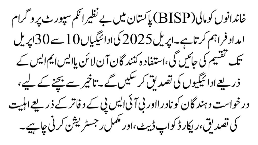 Benazir Income Support Program Payments