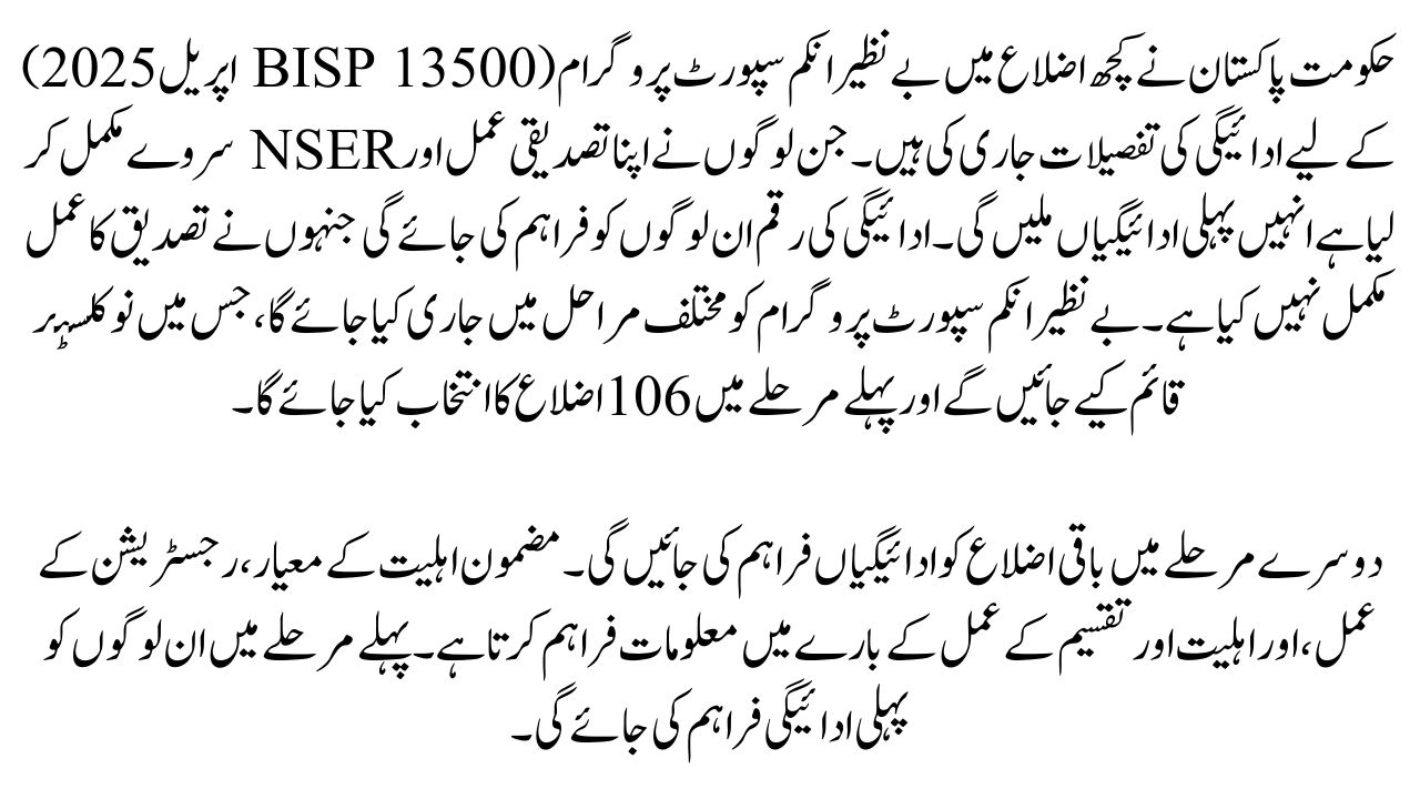 BISP 13500 April 2025