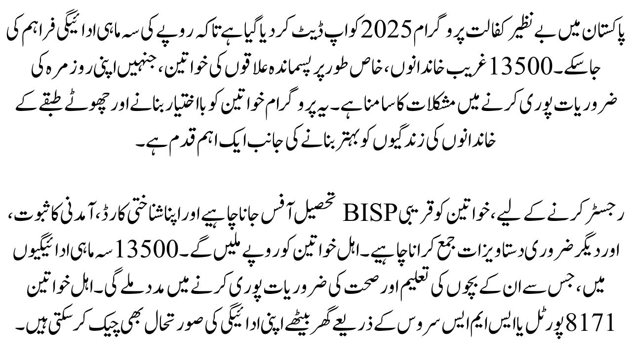 Benazir Kafaalat Program 2025