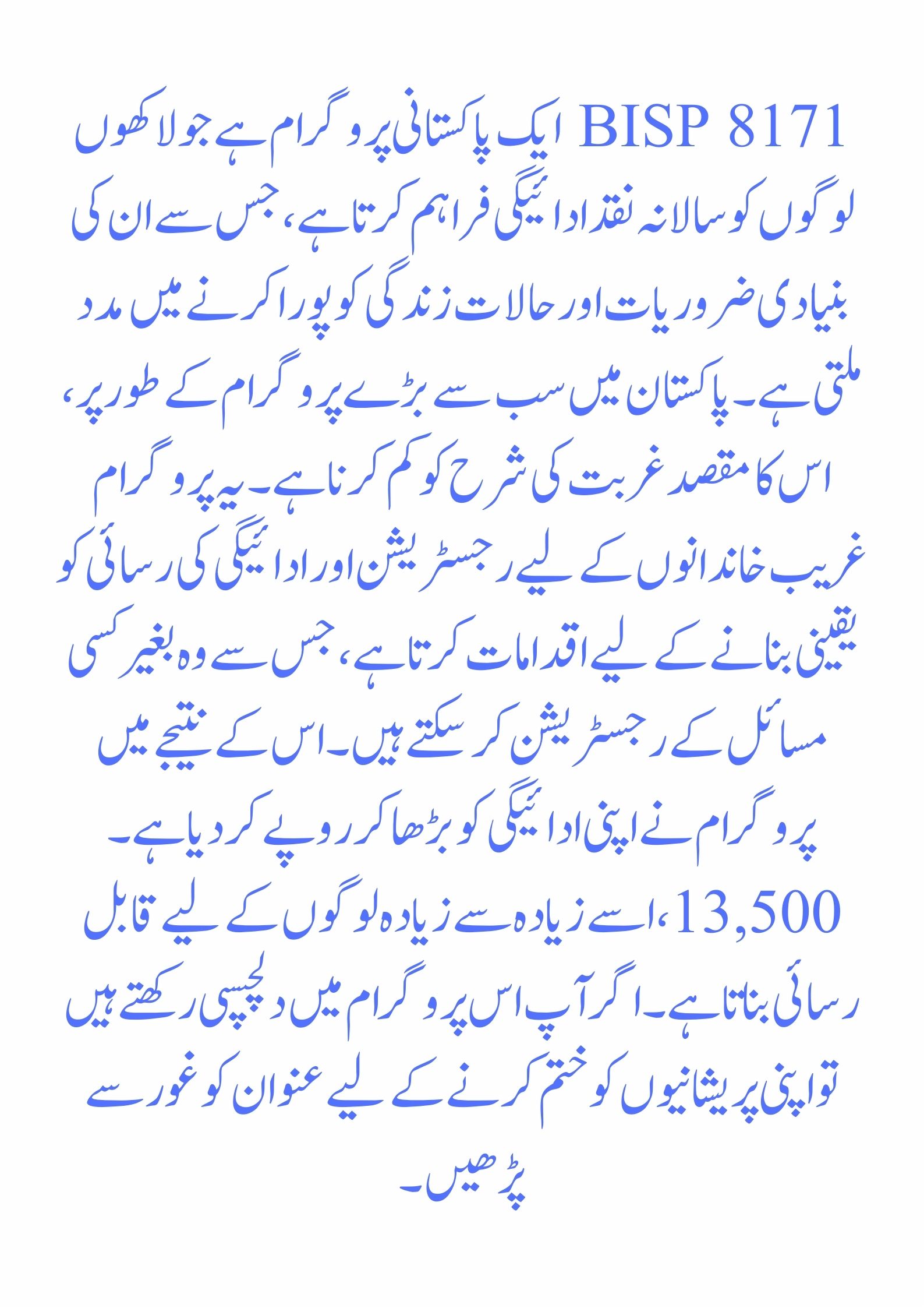 BISP 8171 Payments